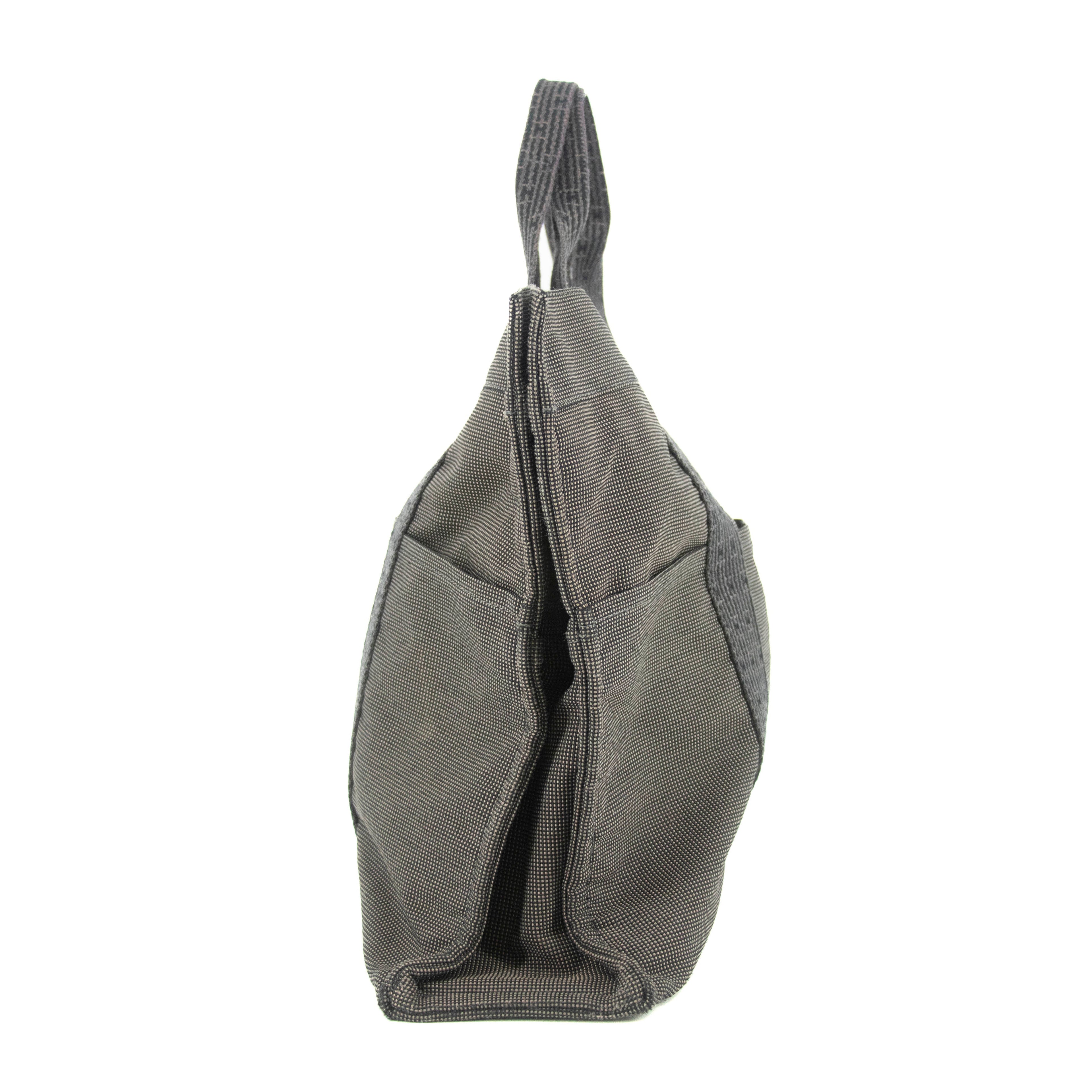 Hermes Herline MM Grey Canvas Tote Bag #4781