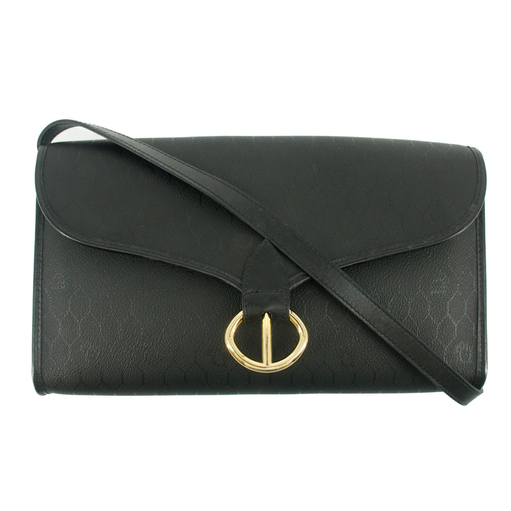 Christian Dior Black Honeycomb PVC Crossbody Bag #8571
