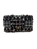 CHANEL - Chanel Cotton Tweed Double Flap Shoulder Bag