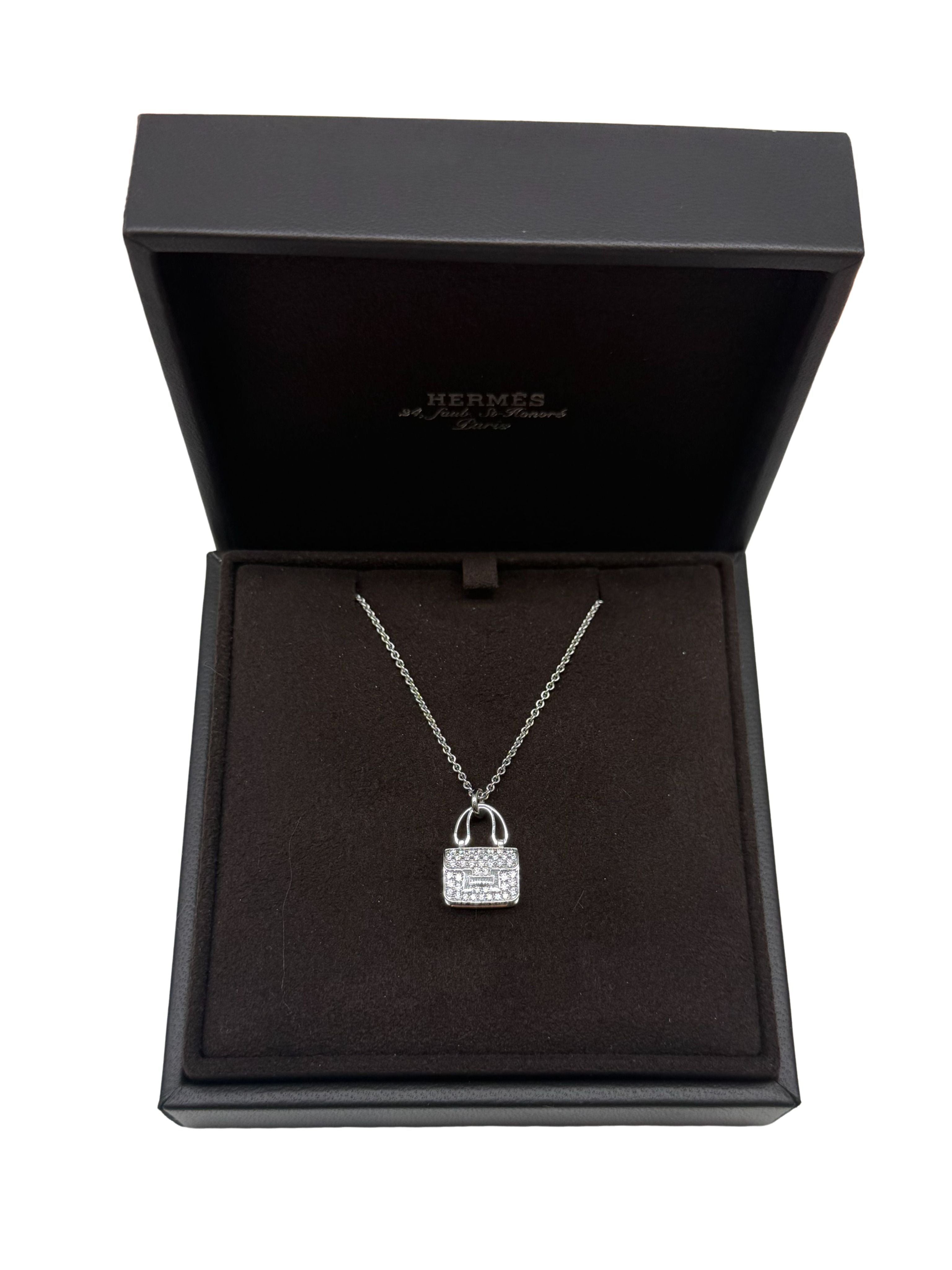 HERMES - Hermes 18k White Gold and Diamond Constance Amulette Pendant
