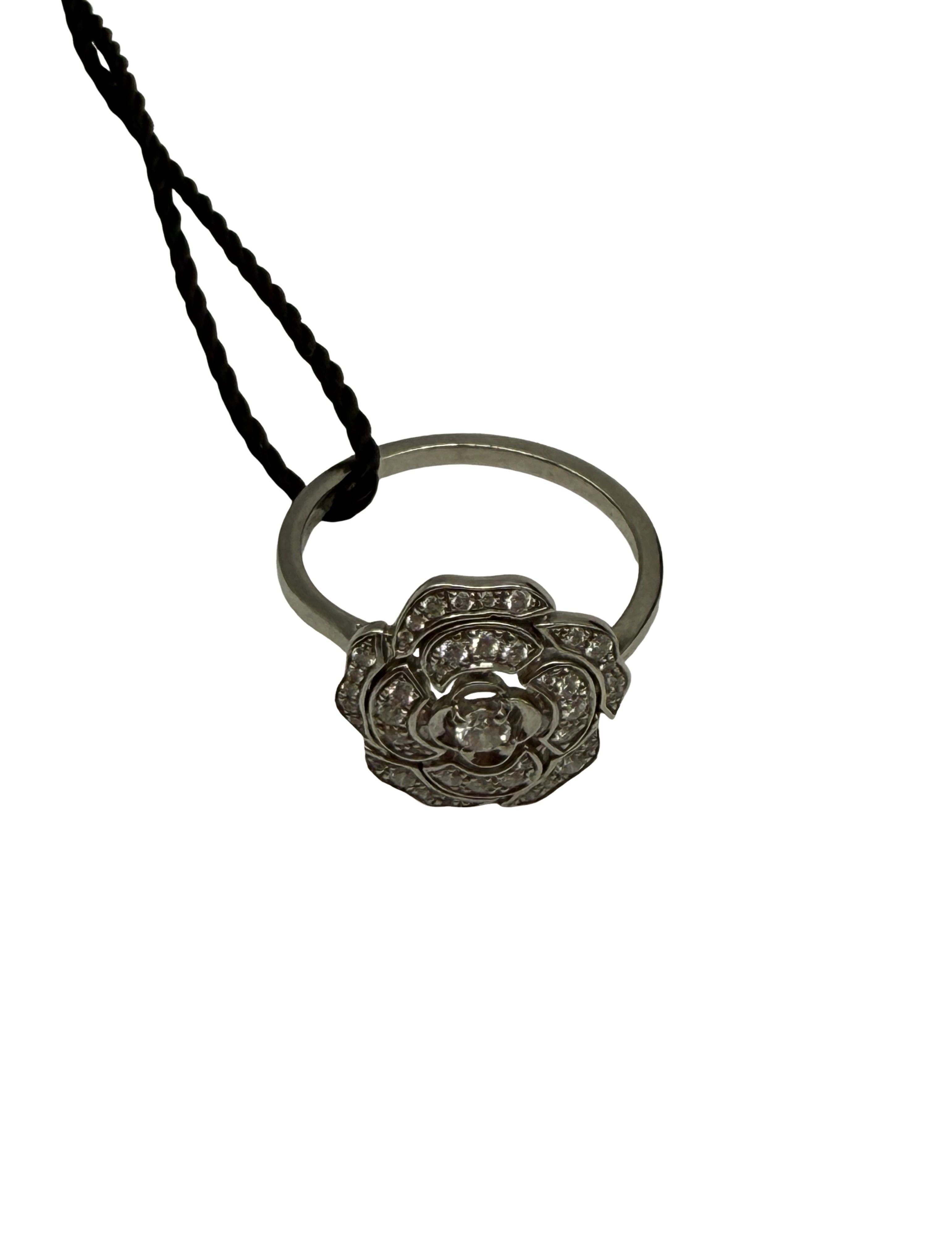 CHANEL - CHANEL 18kt White Gold Ring Bouton De CamÃ©lia Diamond