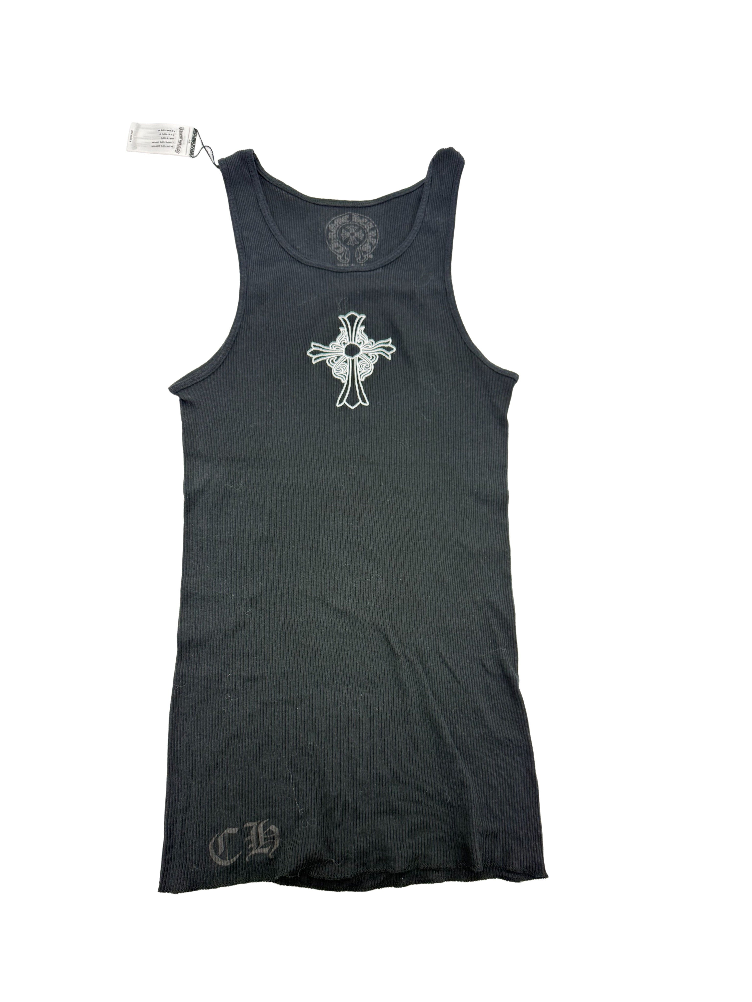 CHROME HEARTS - Chrome Hearts Black Cross Rib Tank Top Size S