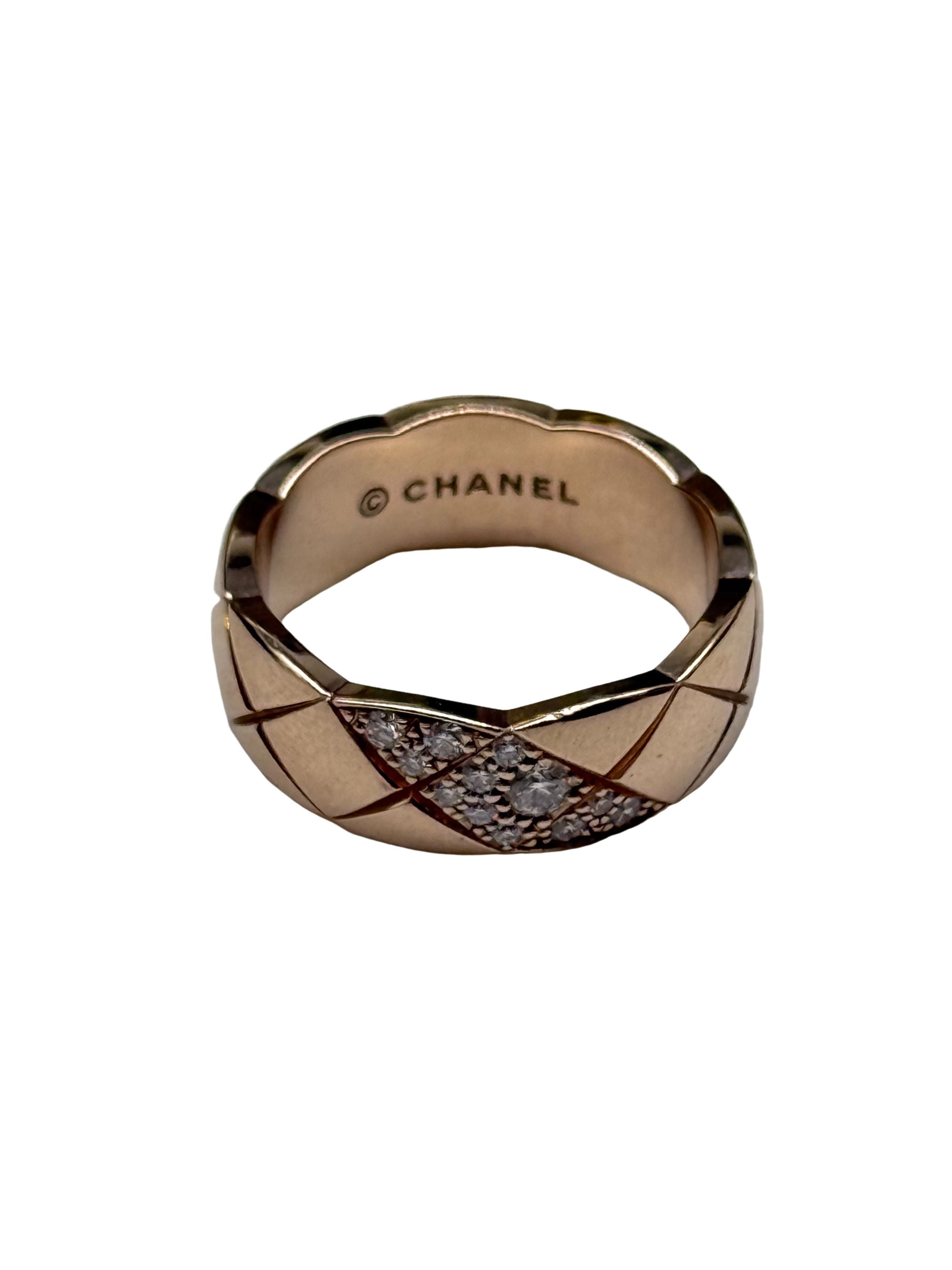 CHANEL - Chanel 18K Diamond Coco Crush Band Ring