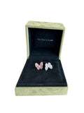 VAN CLEEF & ARPELS 18K White Rose Gold Diamond Pink Sapphire Two Butterfly Between The Finger Ring