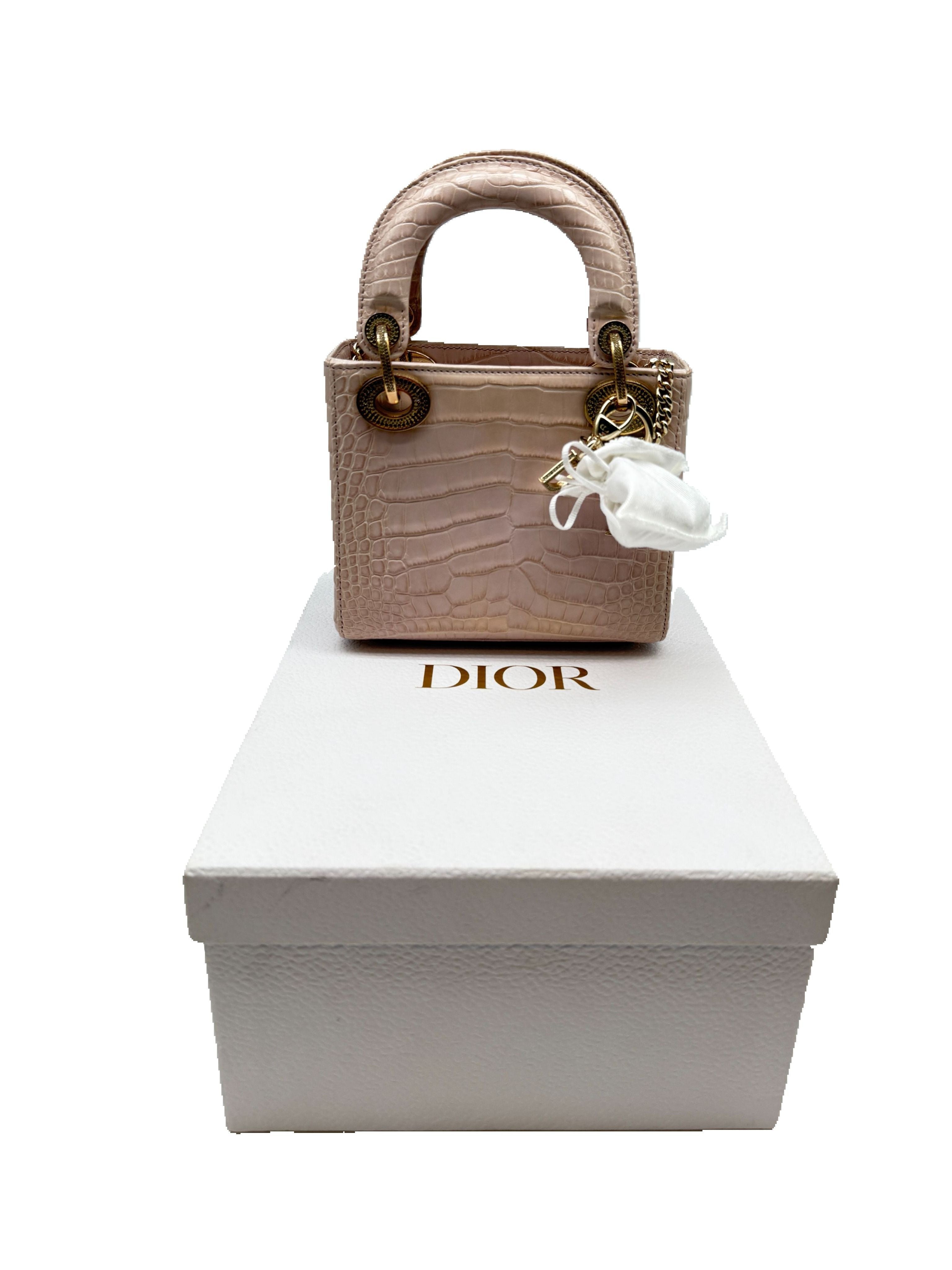 Christian Dior Lady Dior Chain Bag Alligator with Crystal Charms