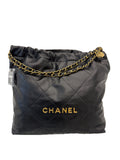 Chanel Shiny Calfskin Quilted 22 Black Leather