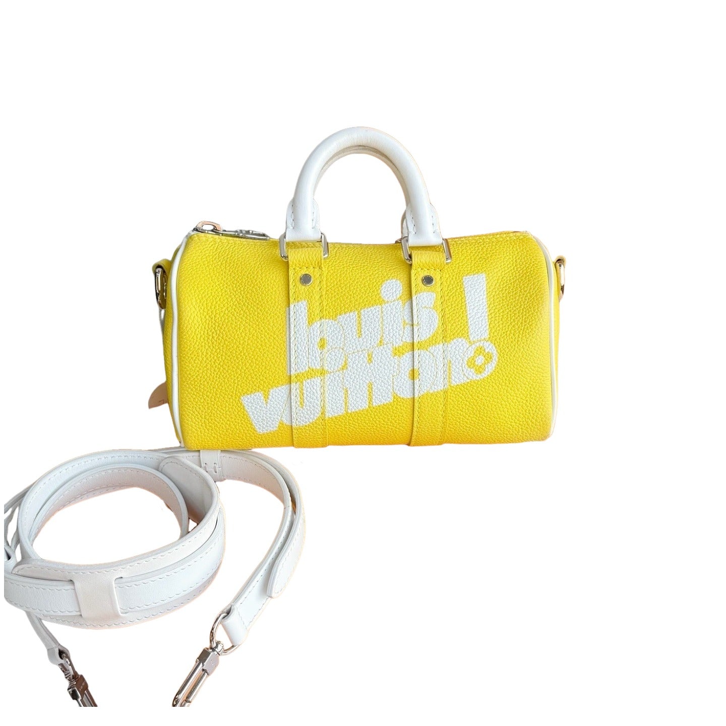 LOUIS VUITTON - Louis Vuitton Virgil Abloh Yellow Cowhide LV Everyday Keepall XS