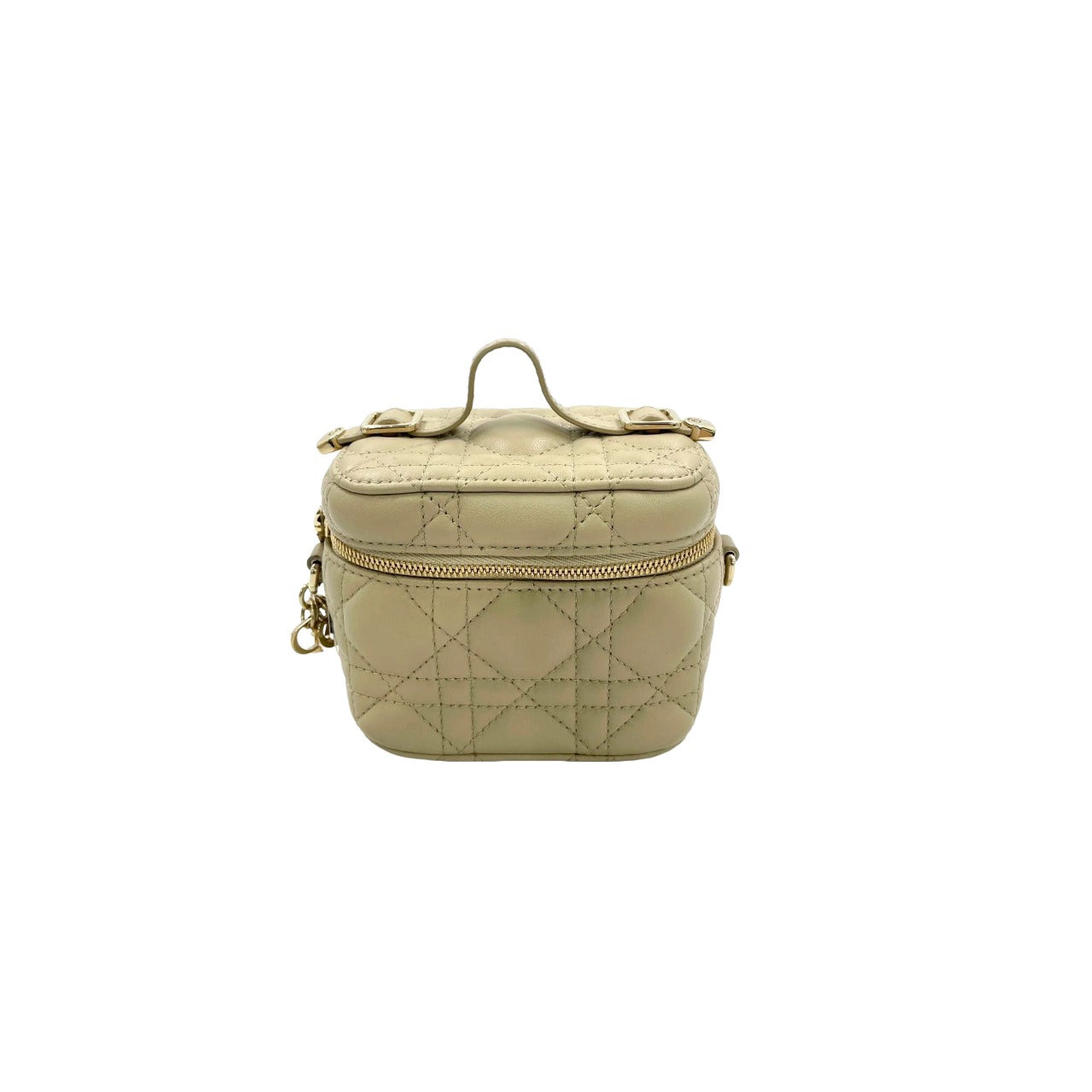 Christian Dior beige lambskin cannage micro Lady Dior Vanity Case