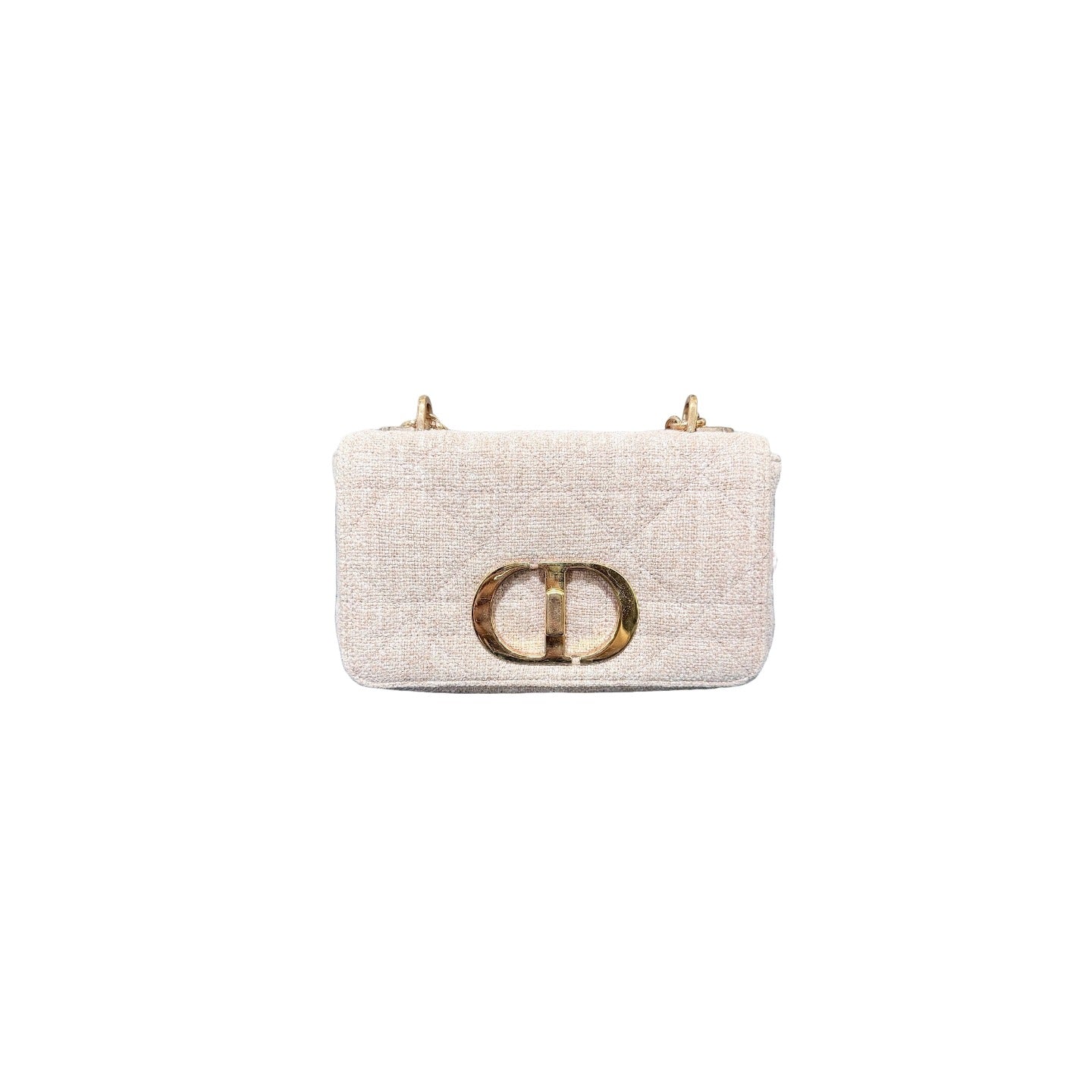 CHRISTIAN DIOR - Christian Dior Linen Macrocannage Small Caro Bag Rose