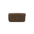 SAINT LAURENT - Saint Laurent Lambskin Quilted Gaby Phone Holder Crossbody Dark Toffee