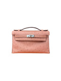 HermÃ¨s Kelly Ostrich Terre Cuite Clutch Pochette Palladium Hardware A Stamp