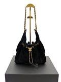 Chanel Suede Quilted Small Chanel 25 Handbag Black