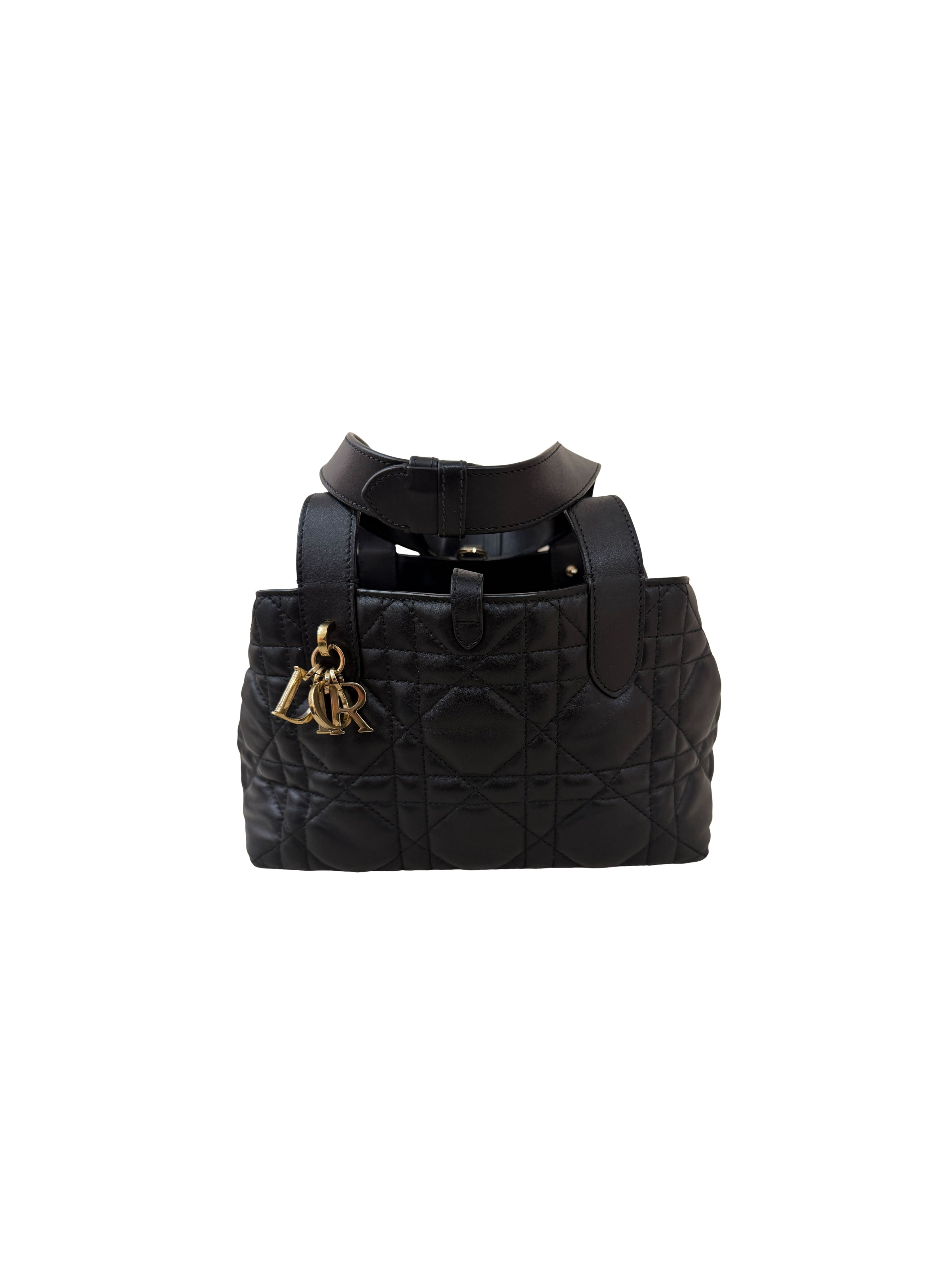 CHRISTIAN DIOR - Christian Dior Calfskin Macrocannage Small Toujours Black
