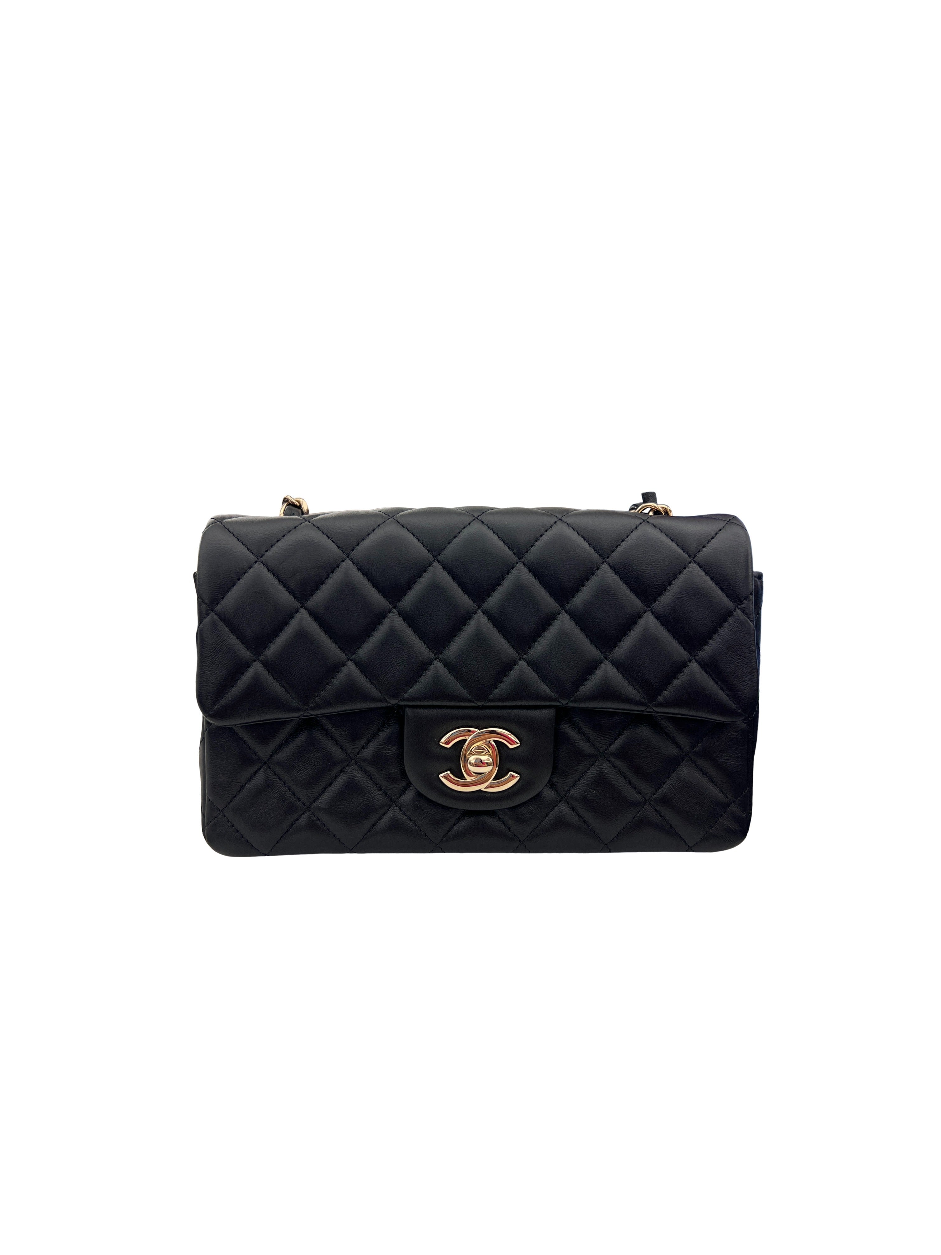 CHANEL - Chanel Lambskin Quilted Rectangular Flap Black