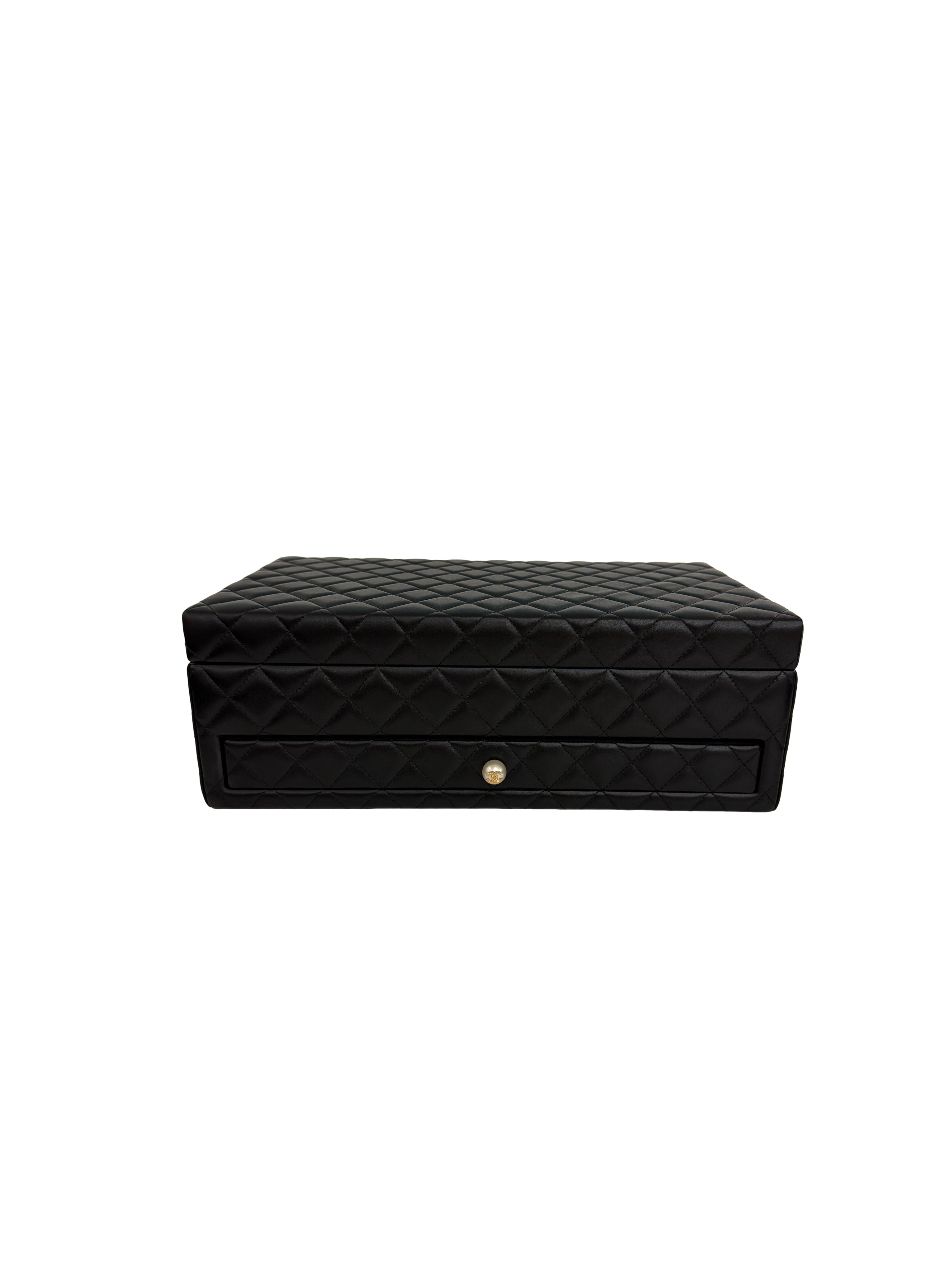 CHANEL - Chanel Quilted Lambskin Jewelry Box - Black