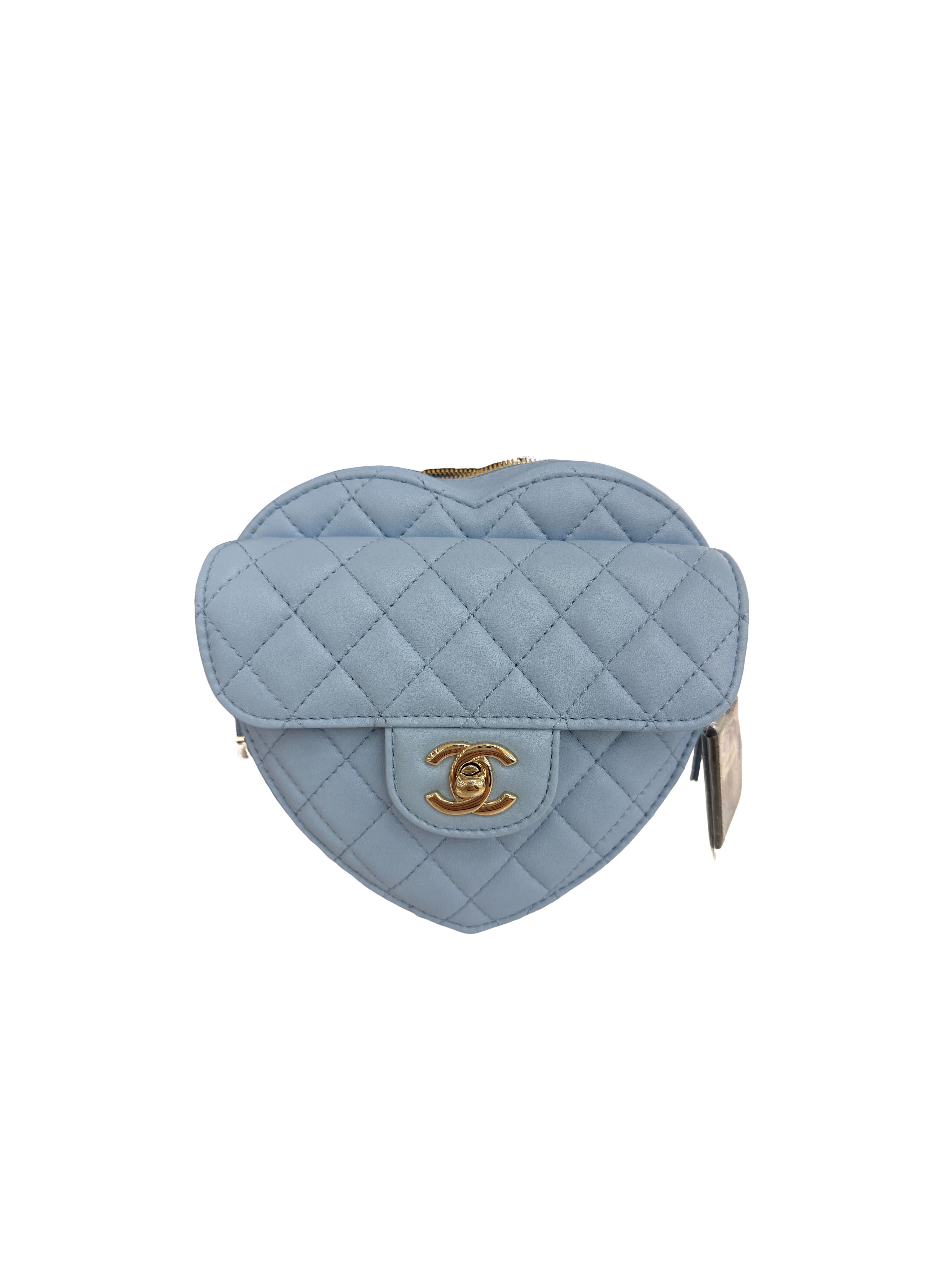 CHANEL - Chanel Lambskin Quilted CC In Love Heart Bag Light Blue