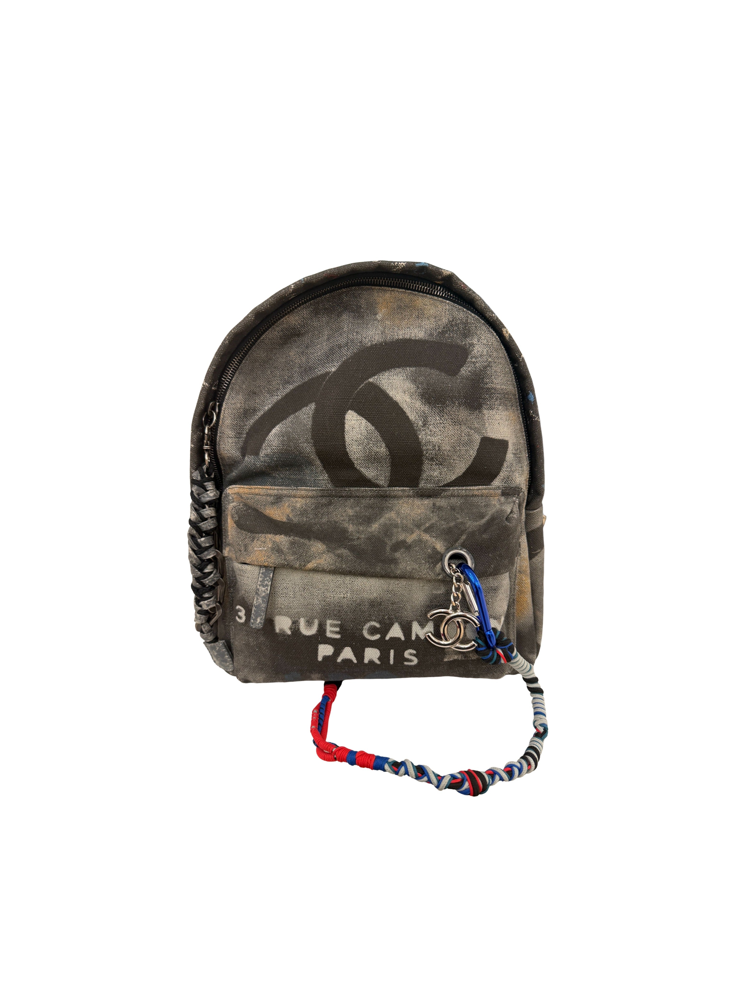 CHANEL - Chanel Graffiti Printed Canvas Backpack Black