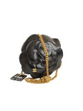 CHANEL - Chanel Camellia Clutch with Chain Black Shiny Calfskin