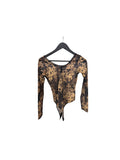 CHROME HEARTS - Chrome Hearts Waterfall Cross Print Mesh Body Suit in a black and tan colorway