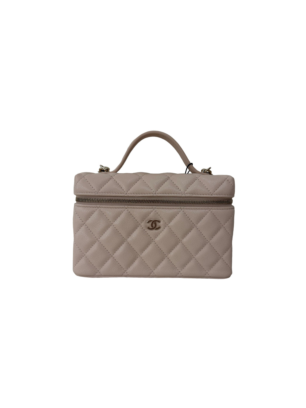 Chanel Caviar Quilted Top Handle Slim Vanity With Chain