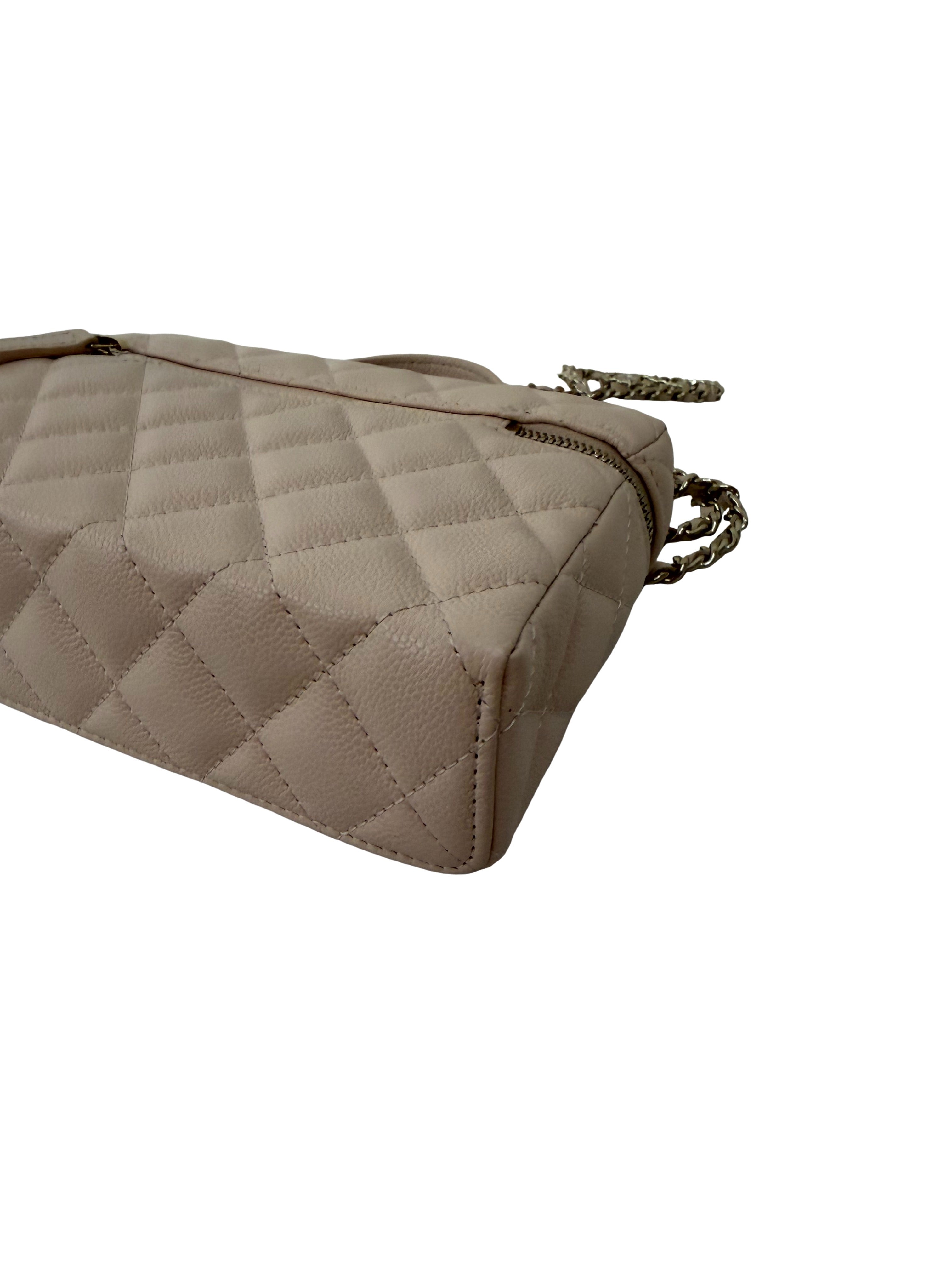 Chanel Caviar Quilted Top Handle Slim Vanity With Chain