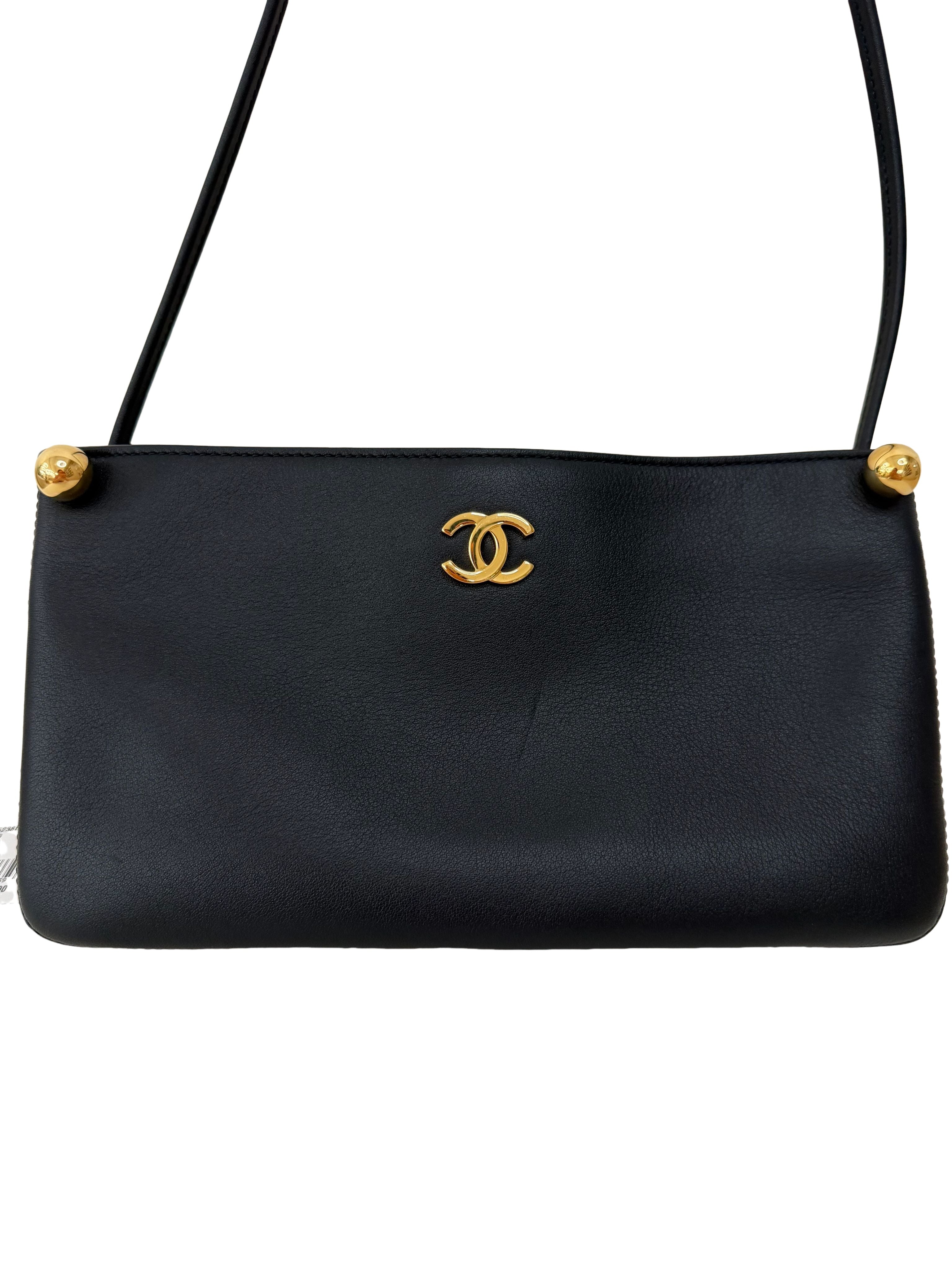 Chanel Chic Studs Clutch Bag Black Lambskin Gold Hardware