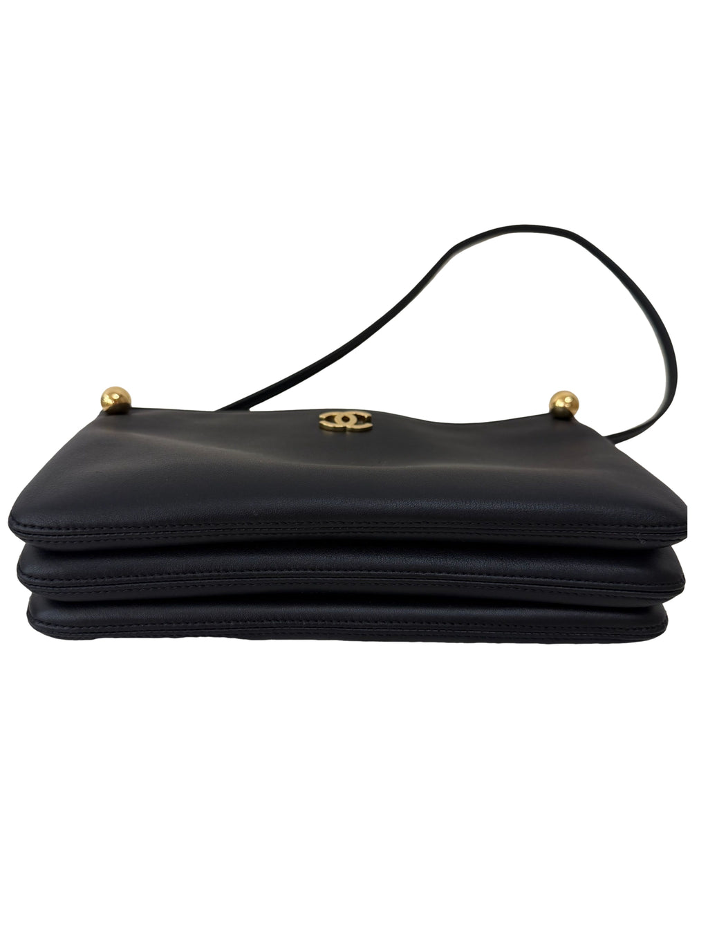 Chanel Chic Studs Clutch Bag Black Lambskin Gold Hardware