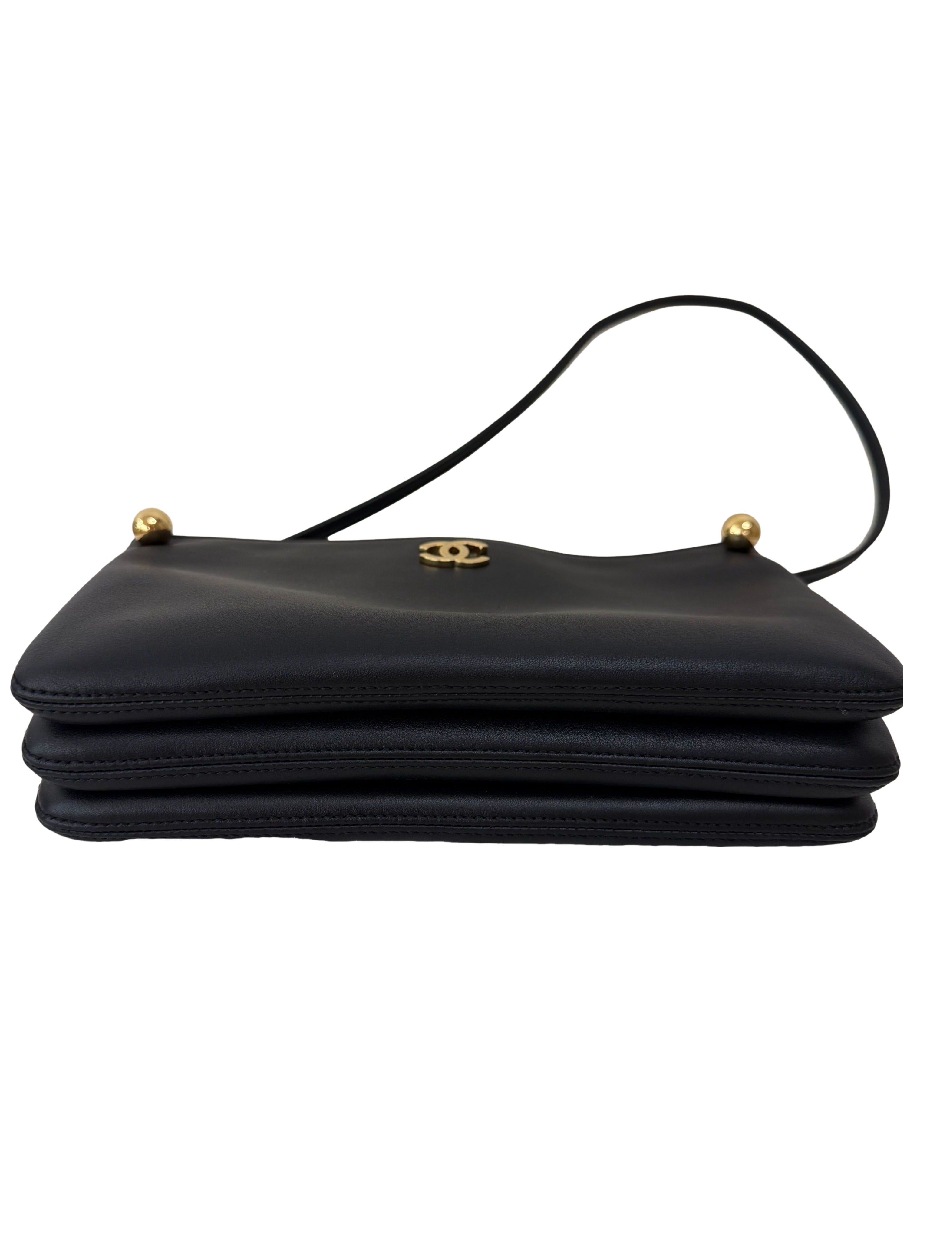 Chanel Chic Studs Clutch Bag Black Lambskin Gold Hardware