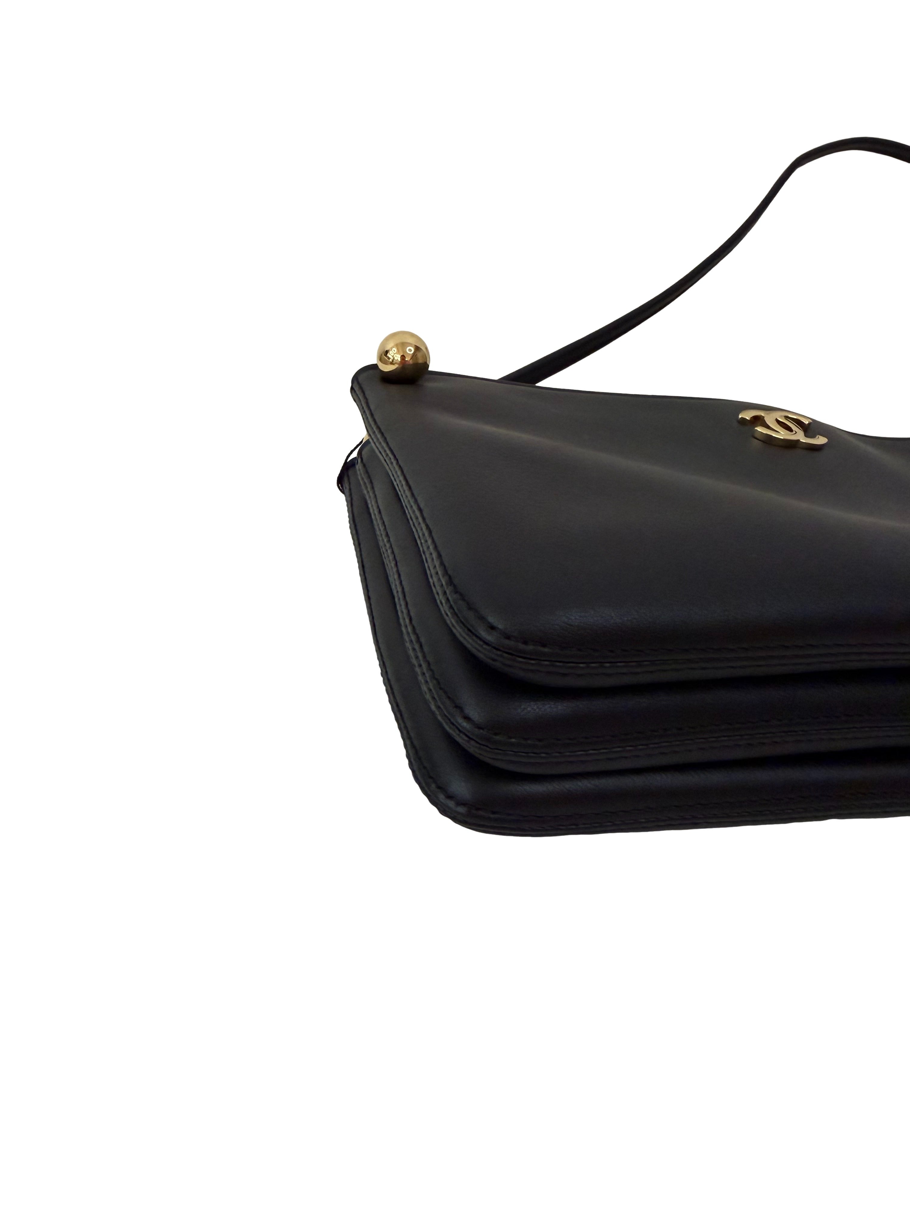 Chanel Chic Studs Clutch Bag Black Lambskin Gold Hardware