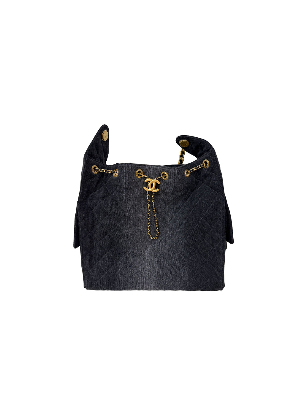 Chanel Washed Denim Quilted Medium Chanel 25 Handbag Black