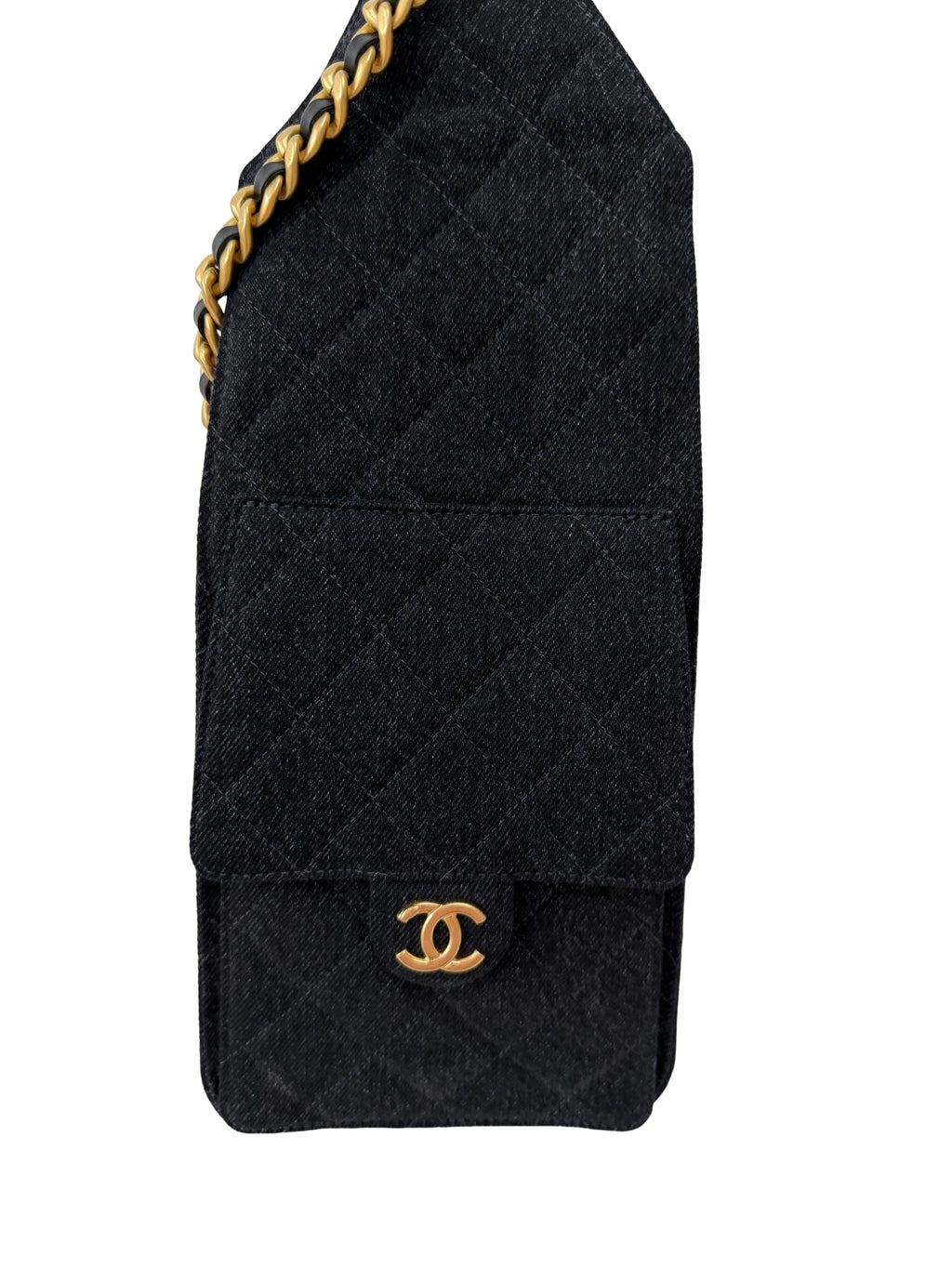 Chanel Washed Denim Quilted Medium Chanel 25 Handbag Black