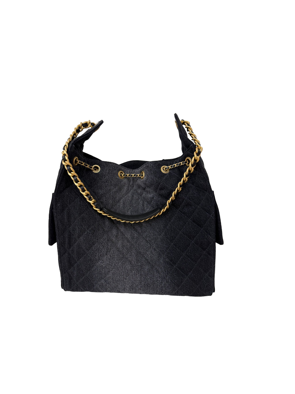 Chanel Washed Denim Quilted Medium Chanel 25 Handbag Black