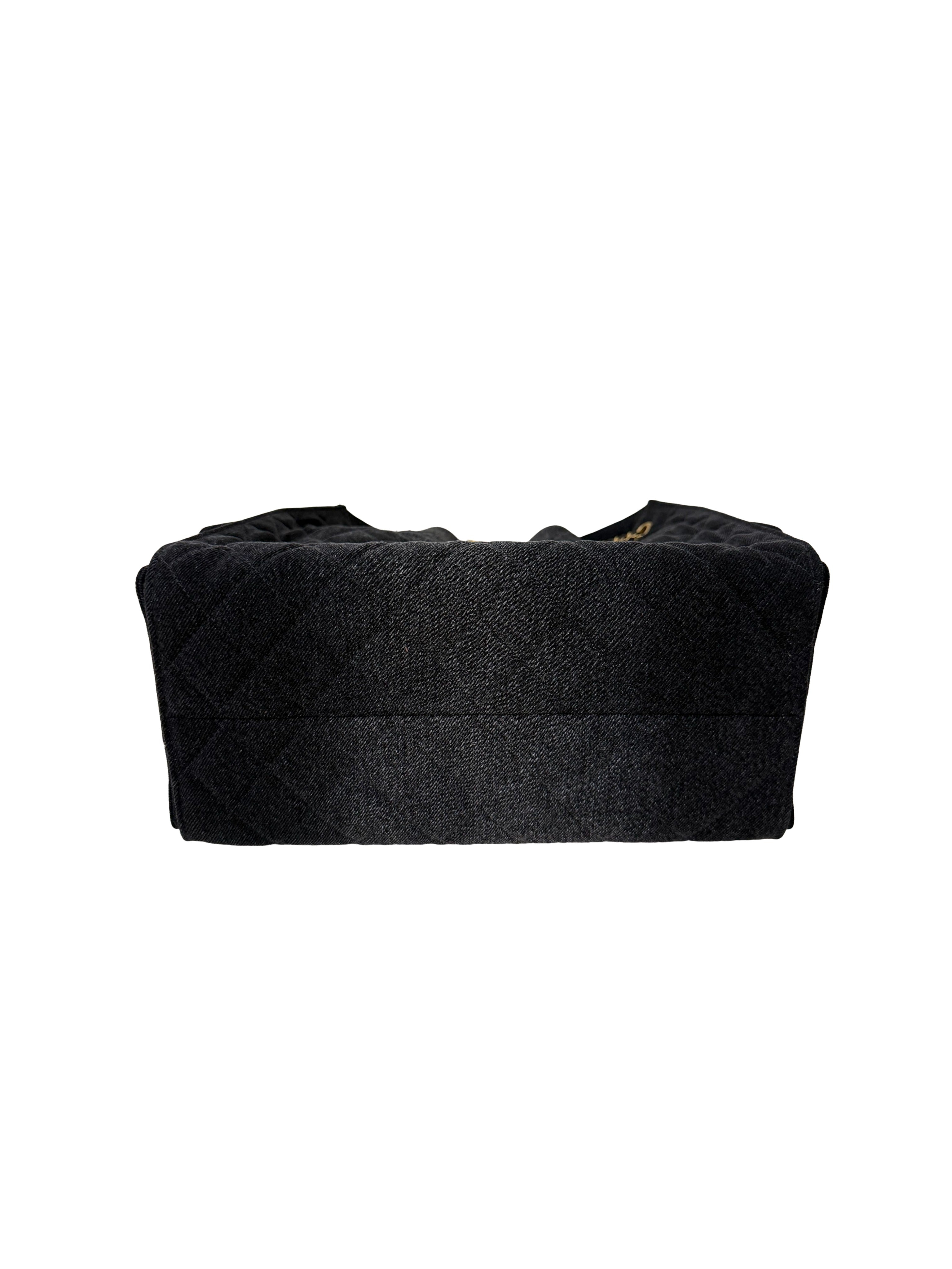 Chanel Washed Denim Quilted Medium Chanel 25 Handbag Black
