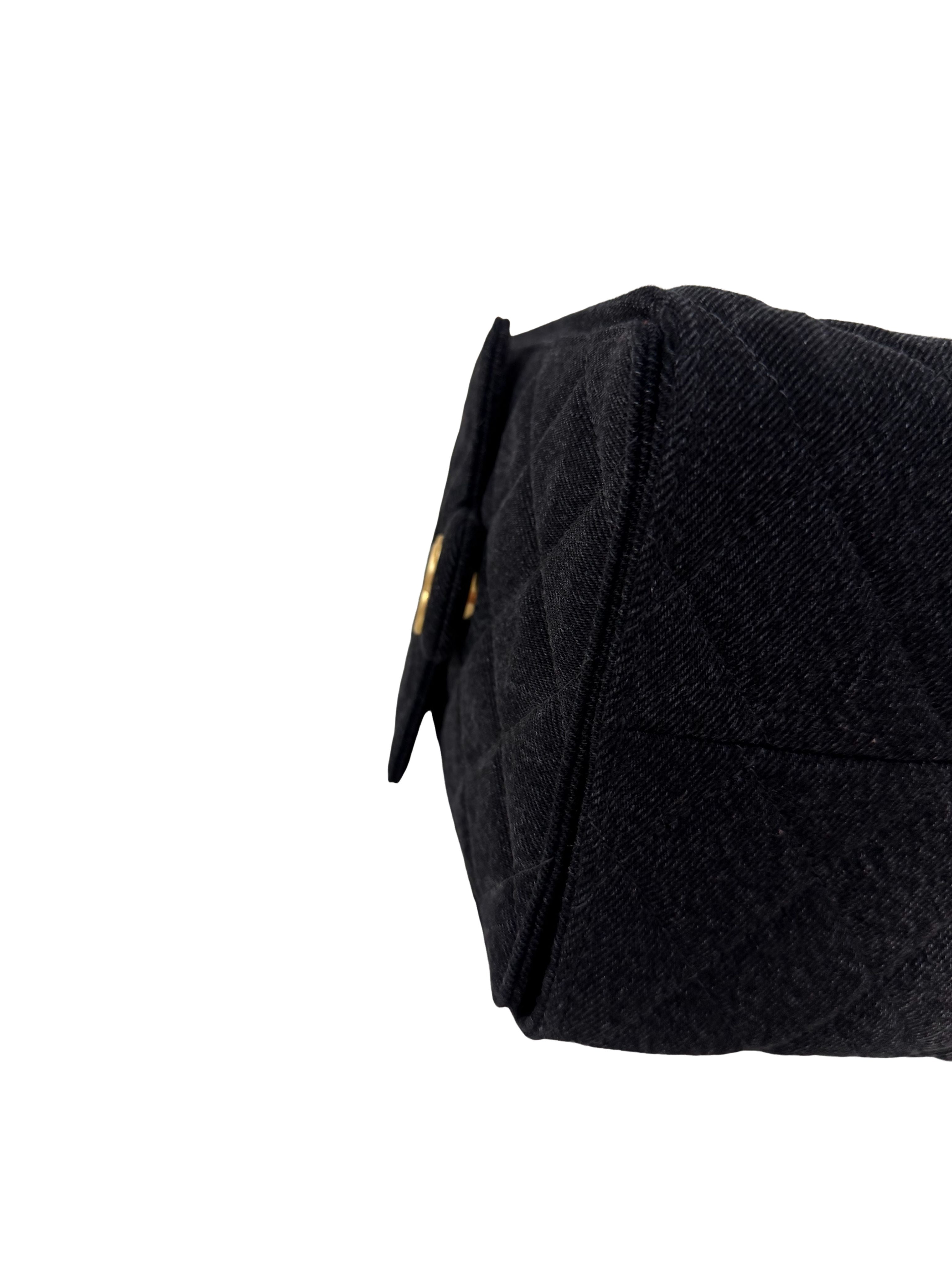 Chanel Washed Denim Quilted Medium Chanel 25 Handbag Black