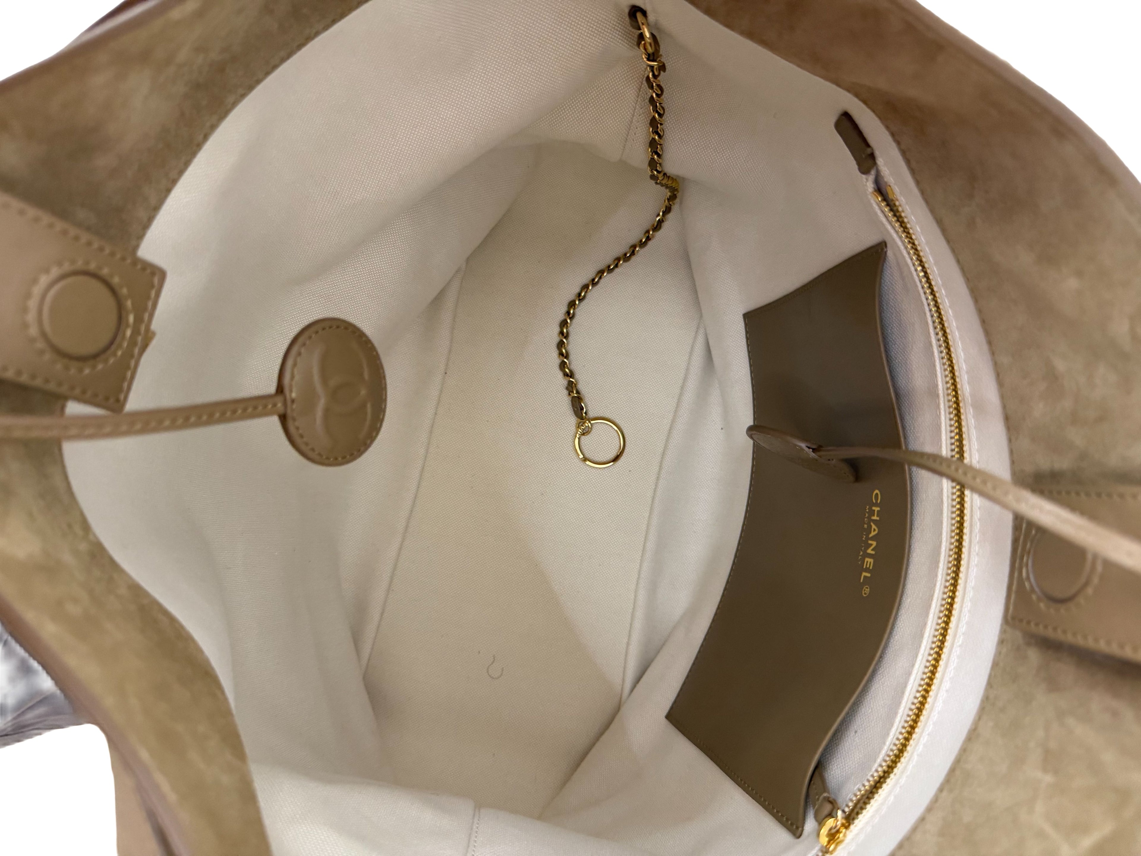 Chanel Suede Tote Bag Beige
