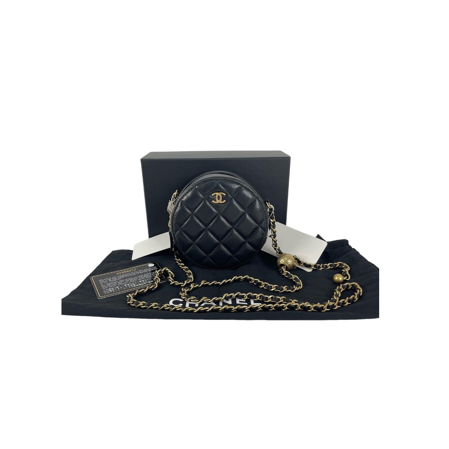 CHANEL - Chanel Pearl Crush Round Clutch with Chain