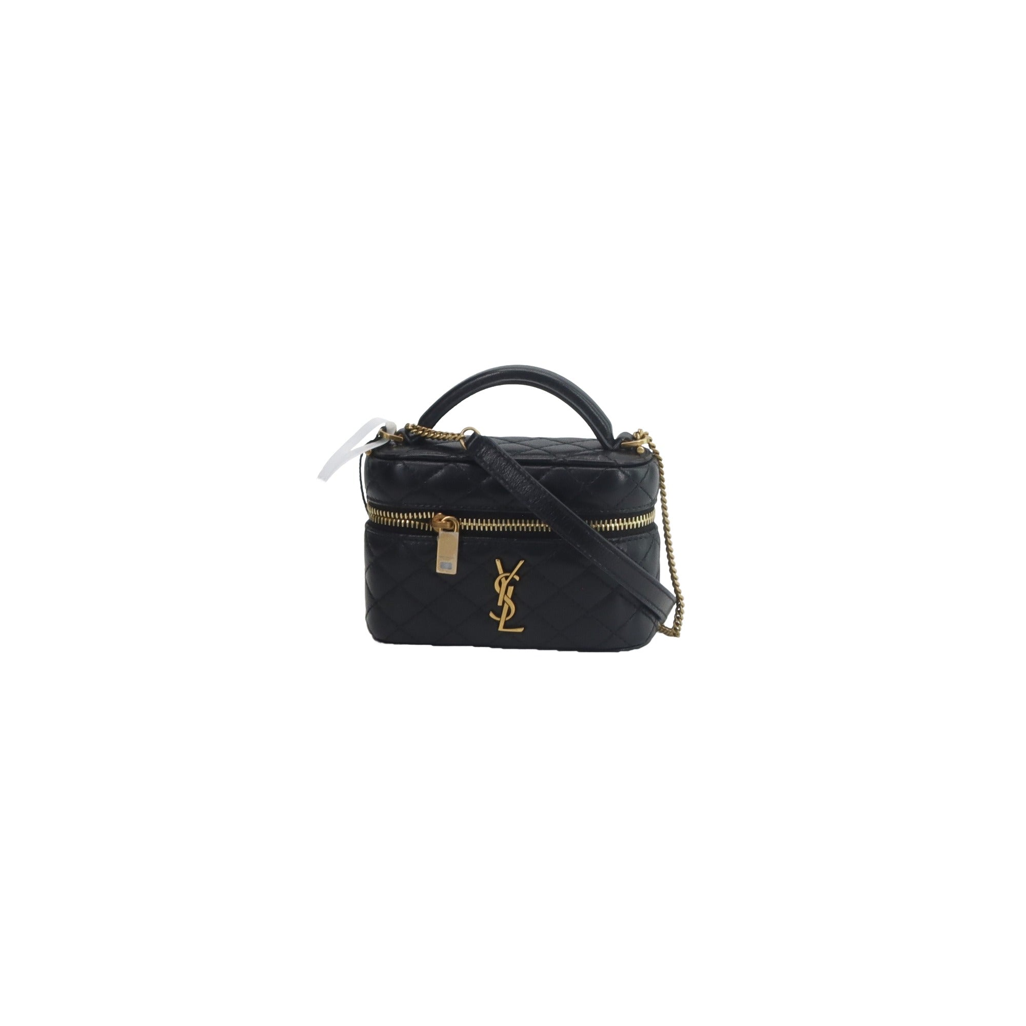 SAINT LAURENT - Saint Laurent black quilted lambskin Gaby vanity case