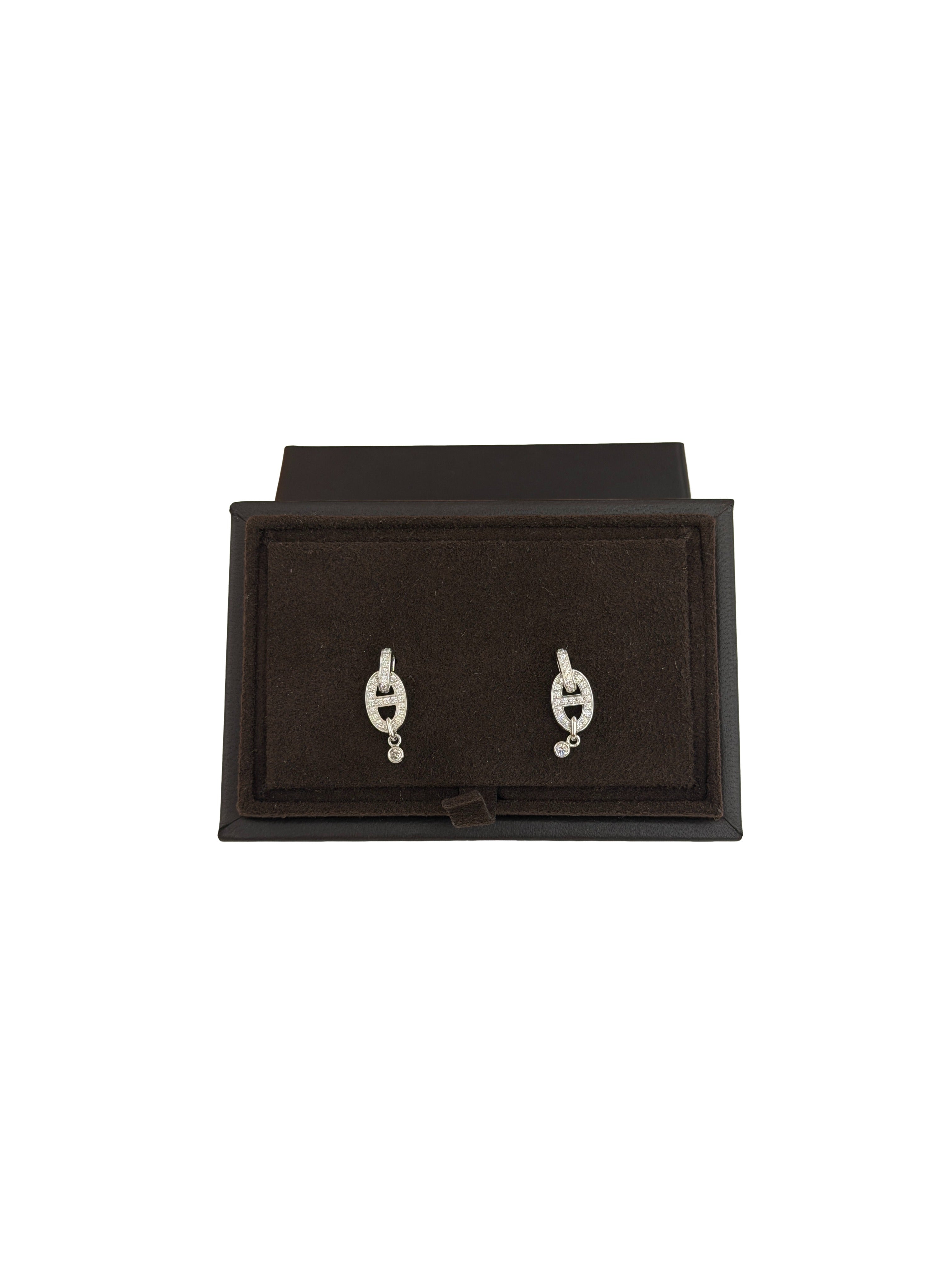 HERMES - HermÃ¨s 18K White Gold Chaine d'Ancre Enchainee Earrings MSRP $9850
