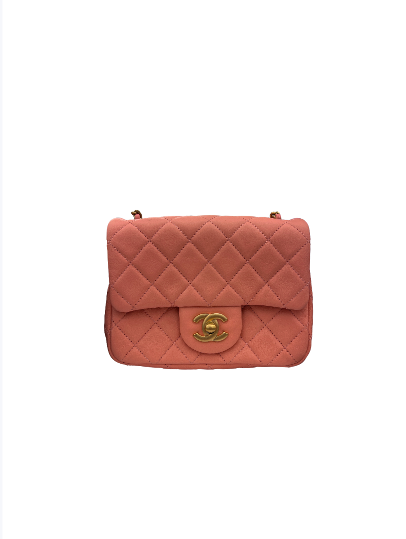 CHANEL - Chanel Lambskin Quilted Double Flap Light Orange